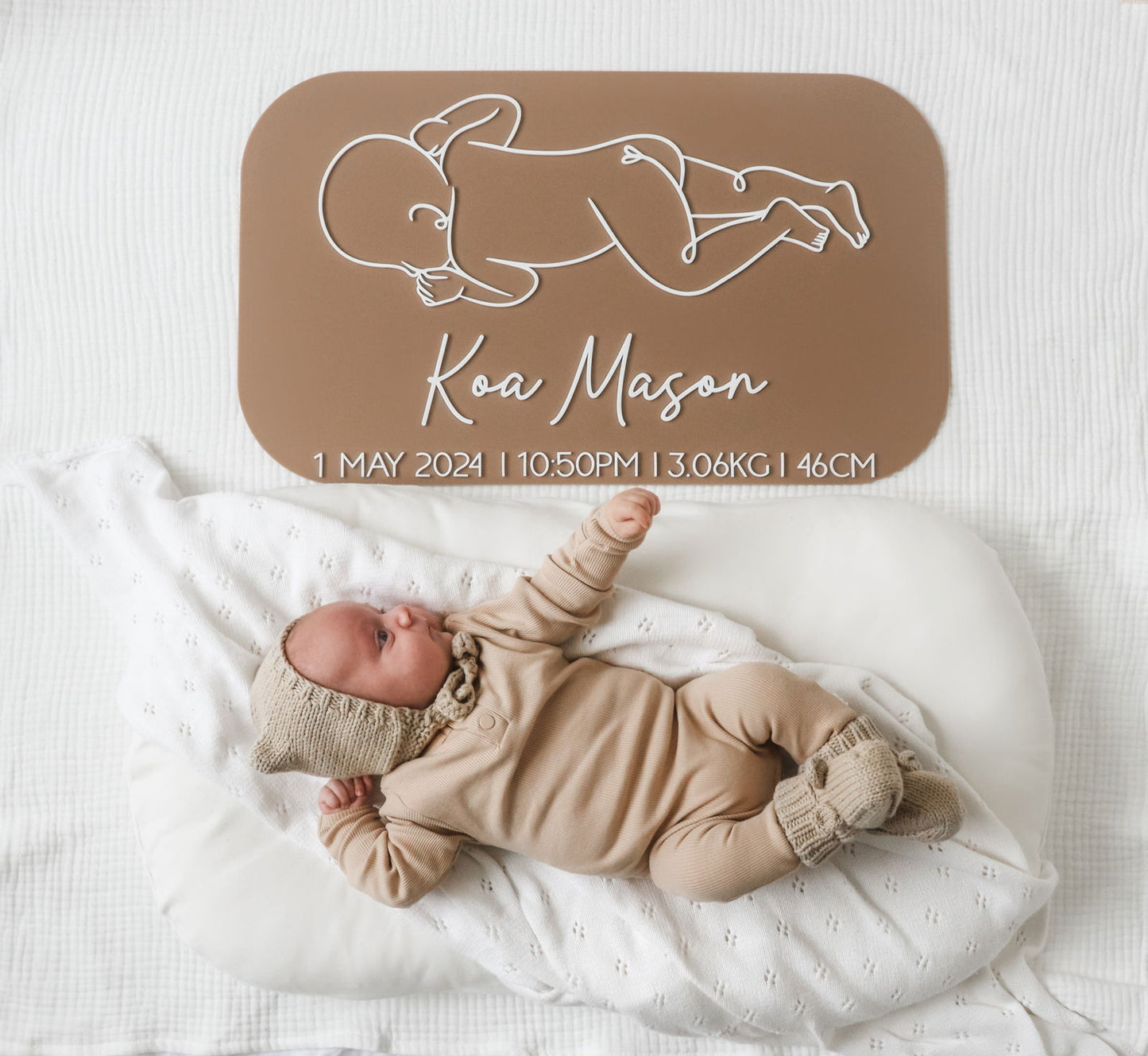 1:1 Scale Baby Birth Board - Acrylic - Lou James Creations