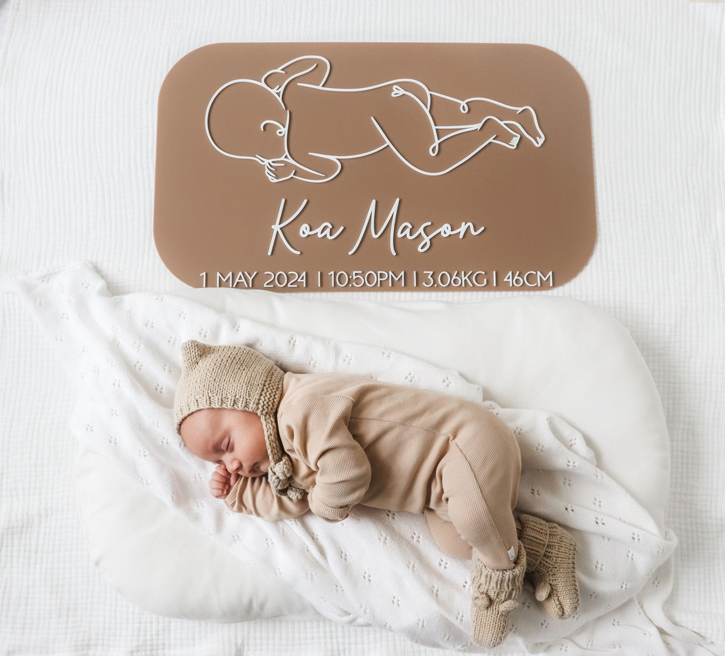 1:1 Scale Baby Birth Board - Acrylic - Lou James Creations
