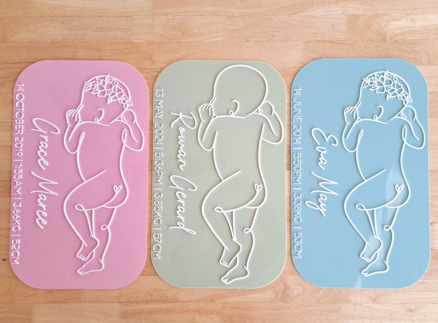 1:1 Scale Baby Birth Board - Acrylic - Lou James Creations