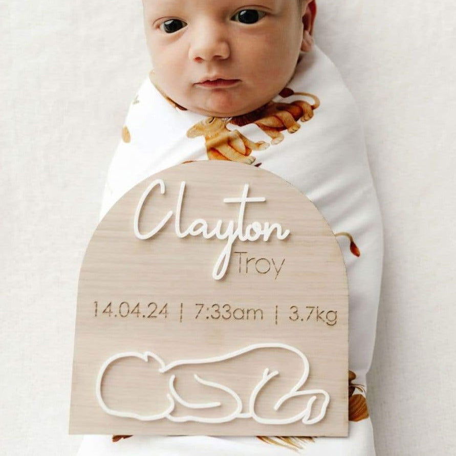 Baby Birth Details Line Art Arch - Lou James Creations