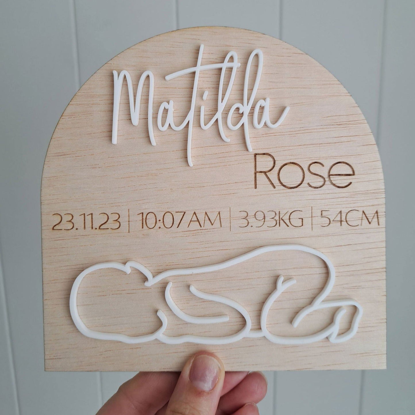 Baby Birth Details Line Art Arch - Lou James Creations