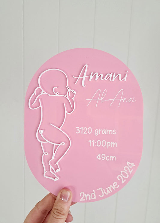 Baby Birth Details Oval - Lou James Creations