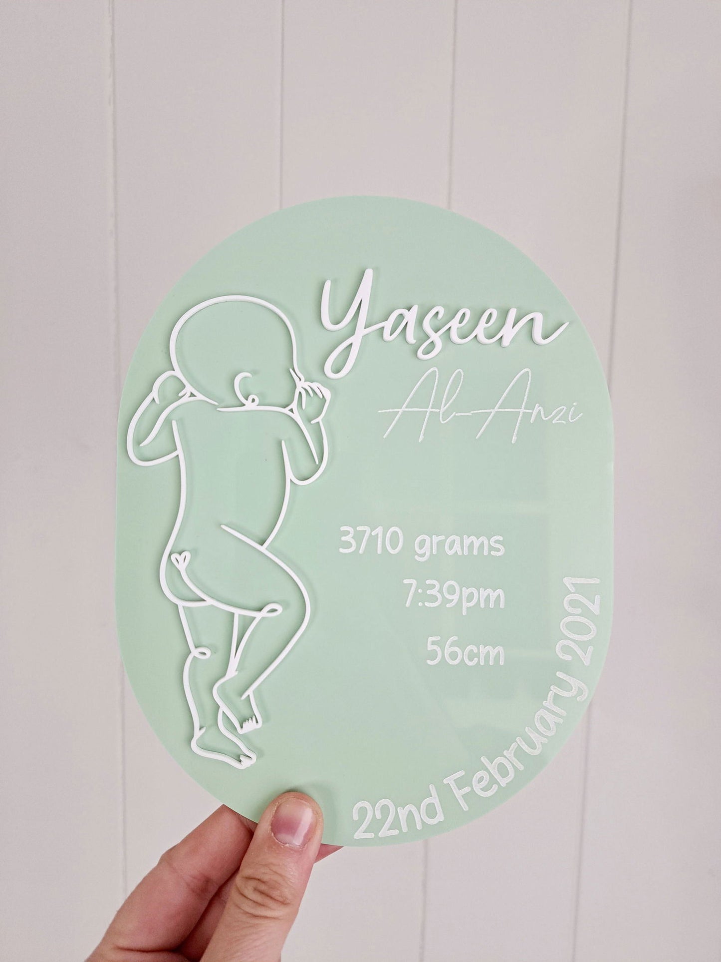 Baby Birth Details Oval - Lou James Creations