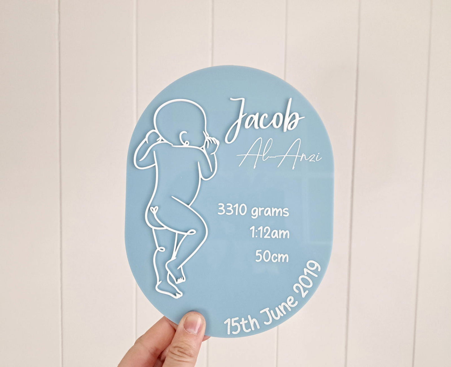 Baby Birth Details Oval - Lou James Creations