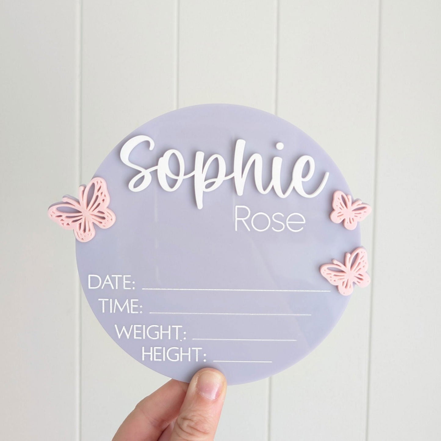 Birth Details Butterfly Announcement Plaque - Lou James Creations