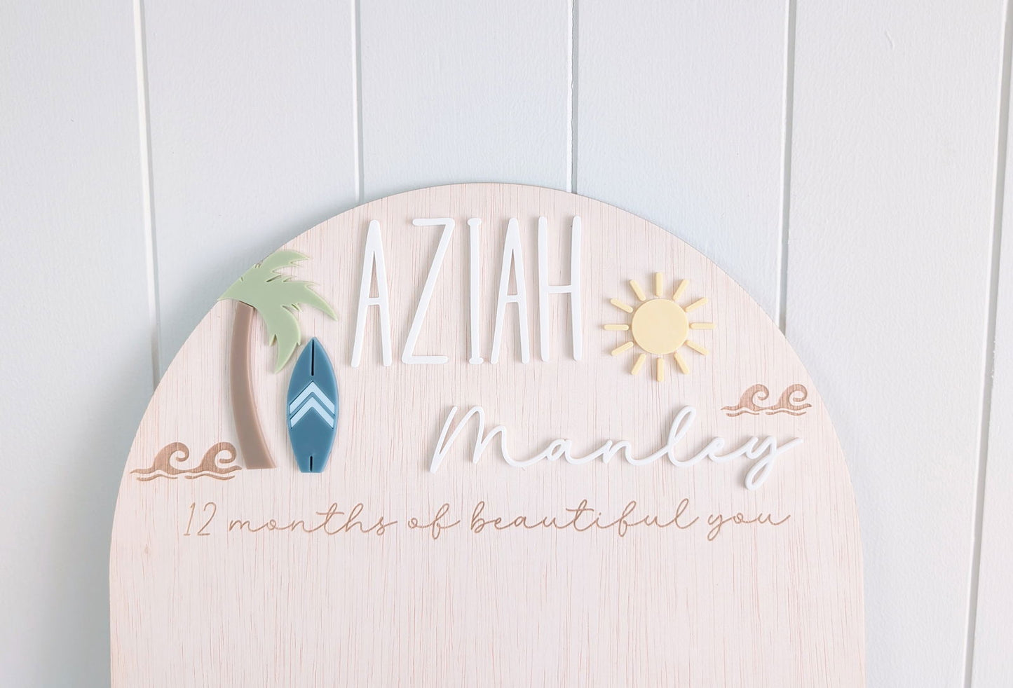 Birthday 12 Month Photo Board - Beach Theme - Lou James Creations