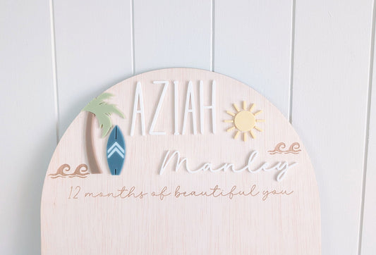 Birthday 12 Month Photo Board - Beach Theme - Lou James Creations