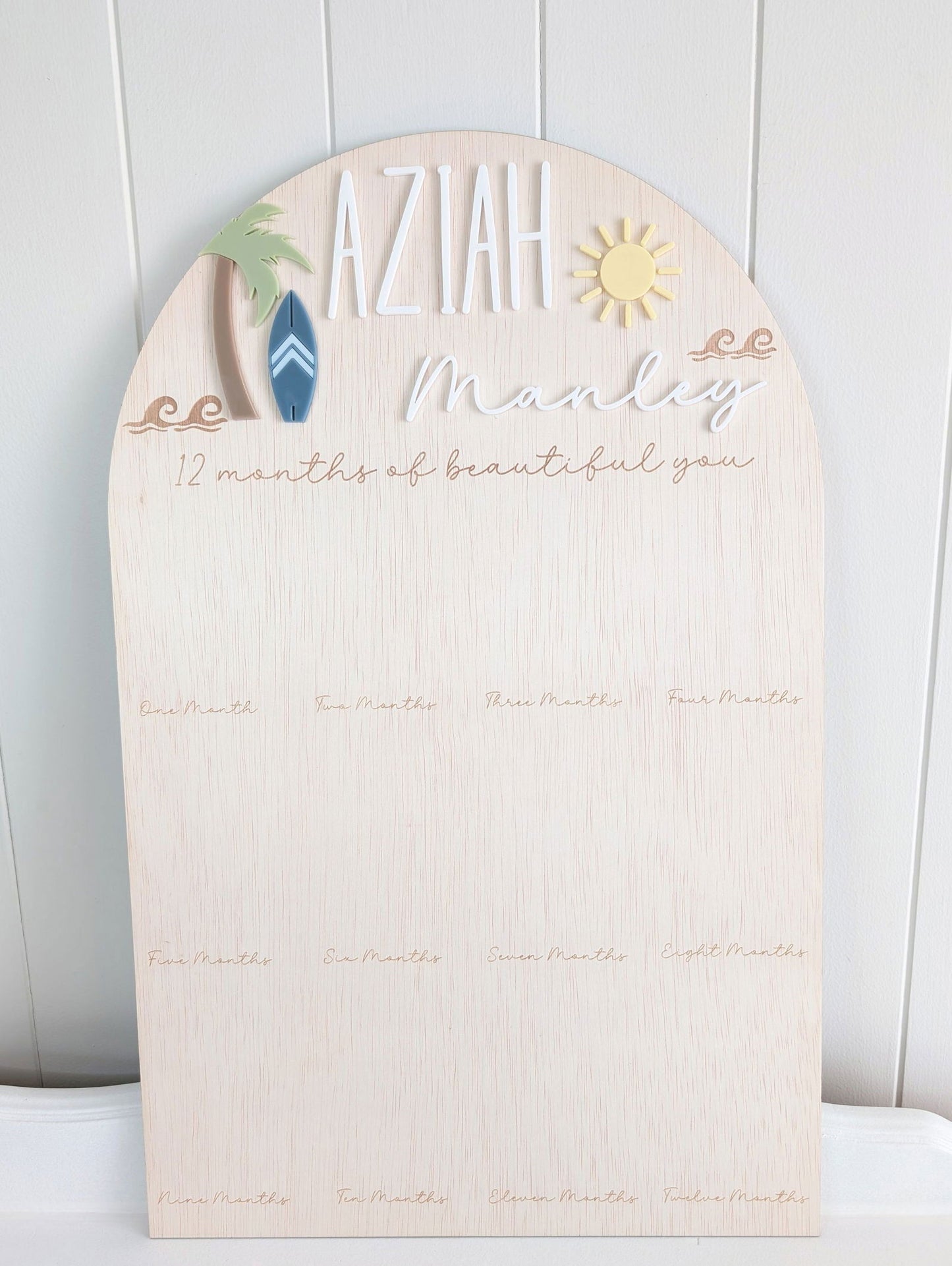 Birthday 12 Month Photo Board - Beach Theme - Lou James Creations