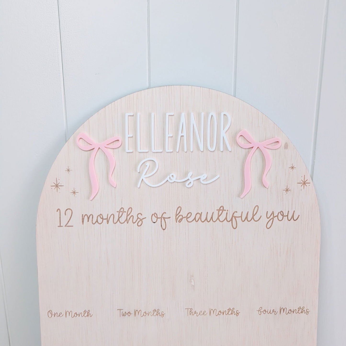 Birthday 12 Month Photo Board - Bow Theme - Lou James Creations