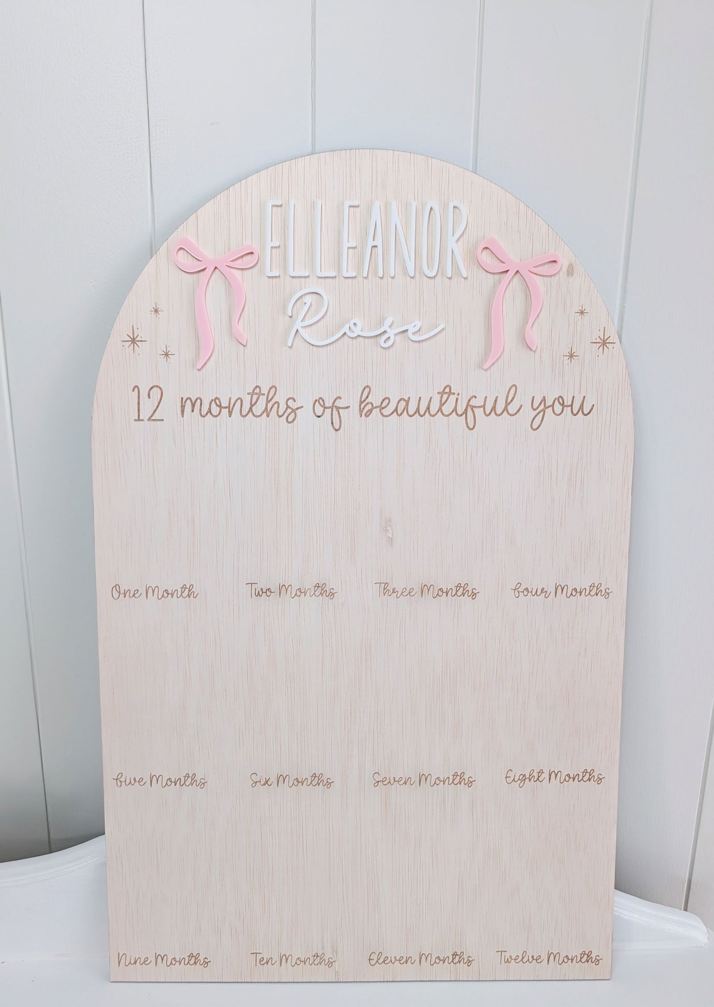 Birthday 12 Month Photo Board - Bow Theme - Lou James Creations