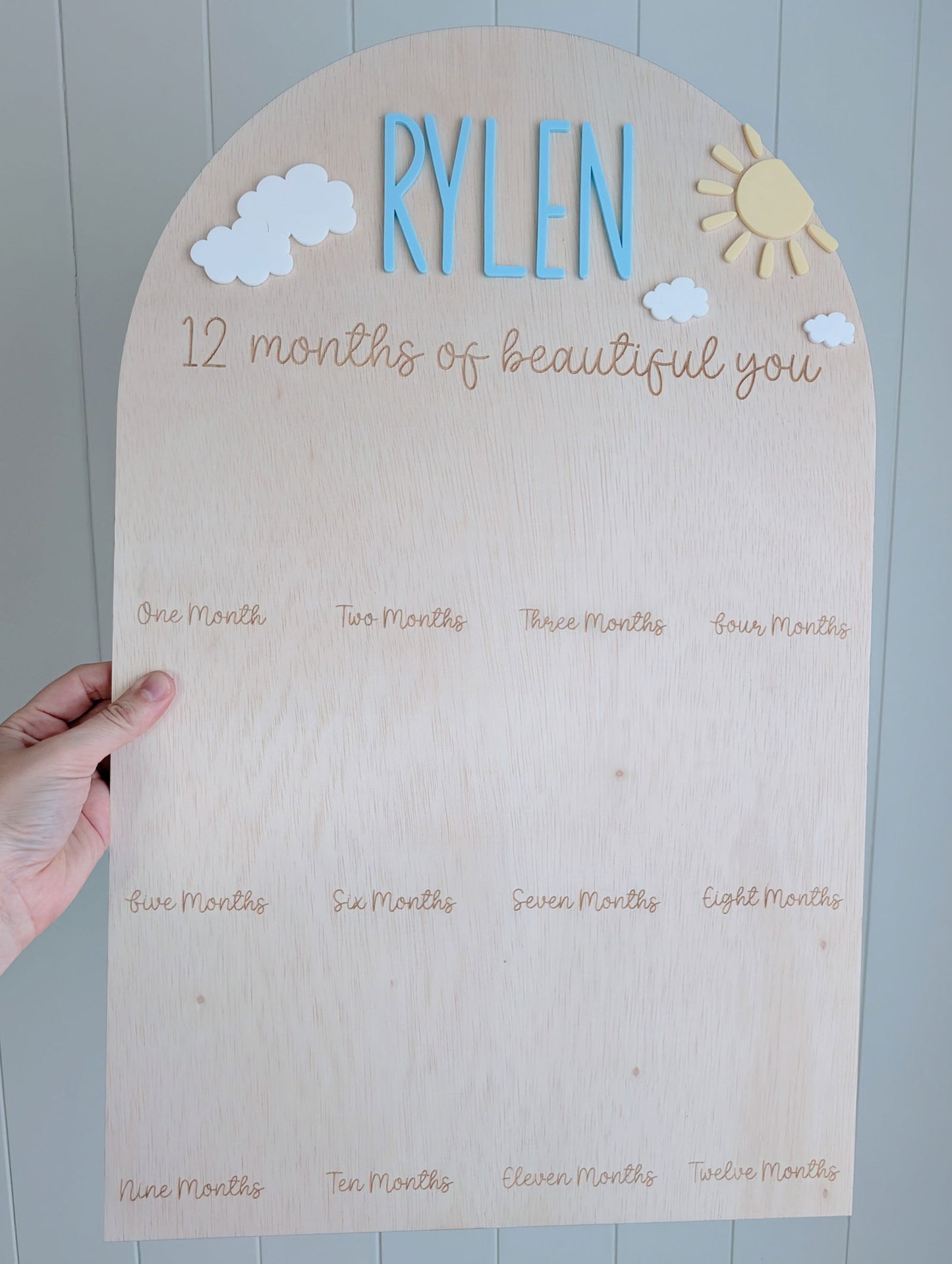 Birthday 12 Month Photo Board - Sun and Clouds Theme - Lou James Creations