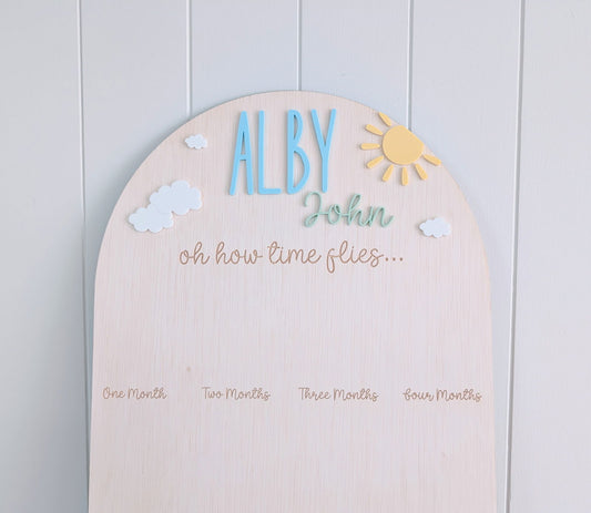 Birthday 12 Month Photo Board - Sun and Clouds Theme - Lou James Creations