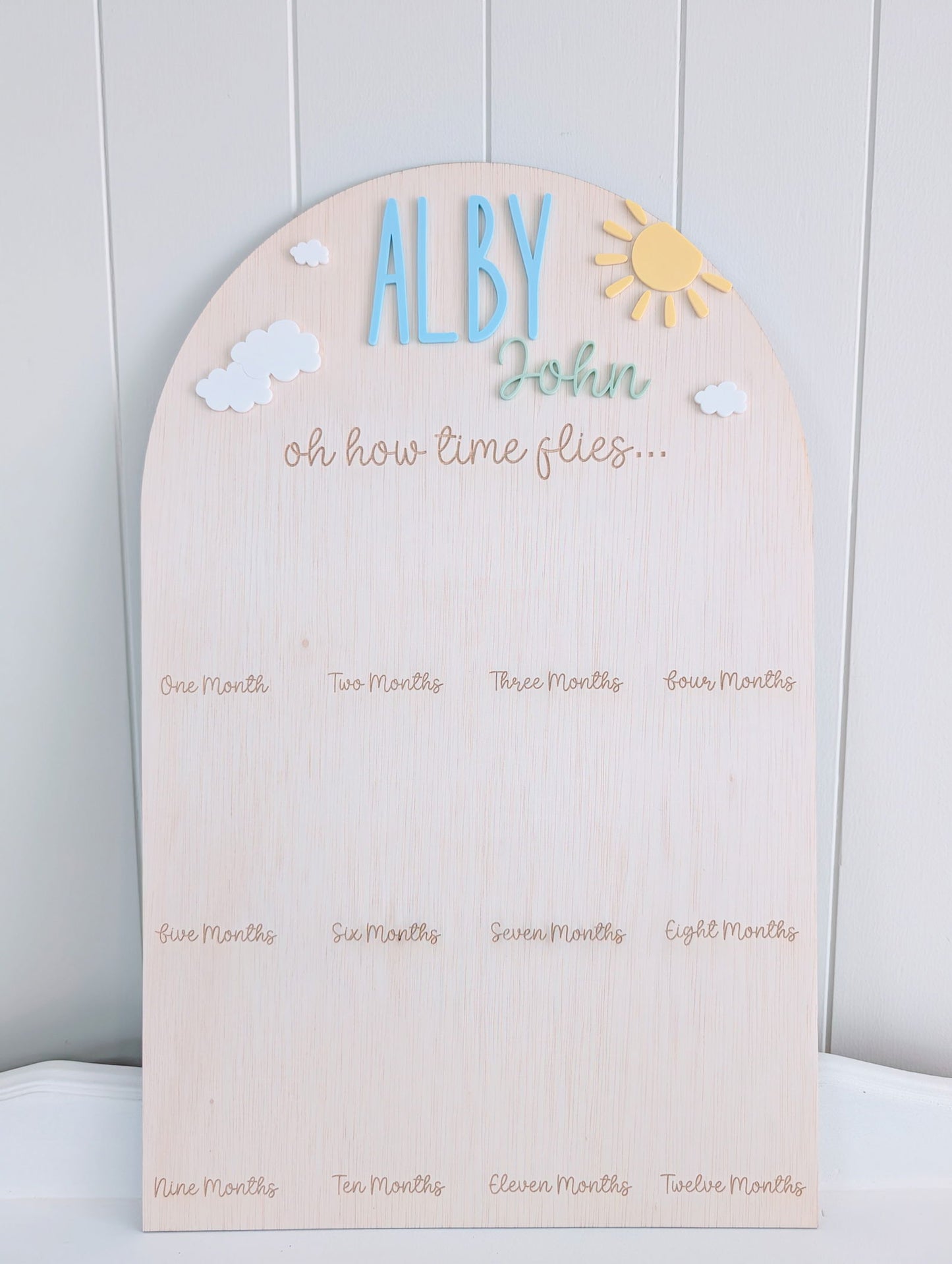 Birthday 12 Month Photo Board - Sun and Clouds Theme - Lou James Creations
