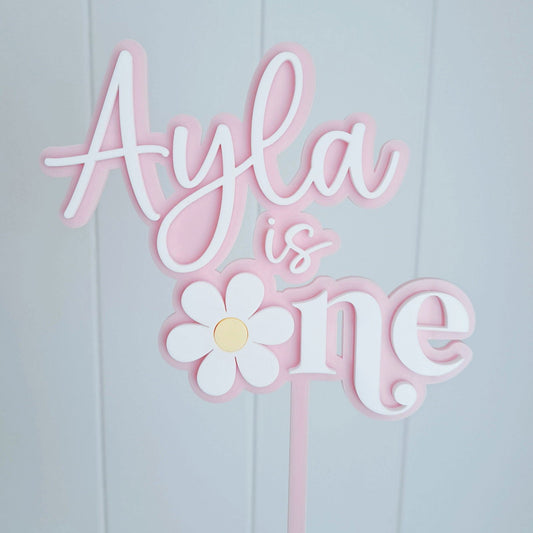 Cake Topper Double Layer - Flower Theme - Lou James Creations