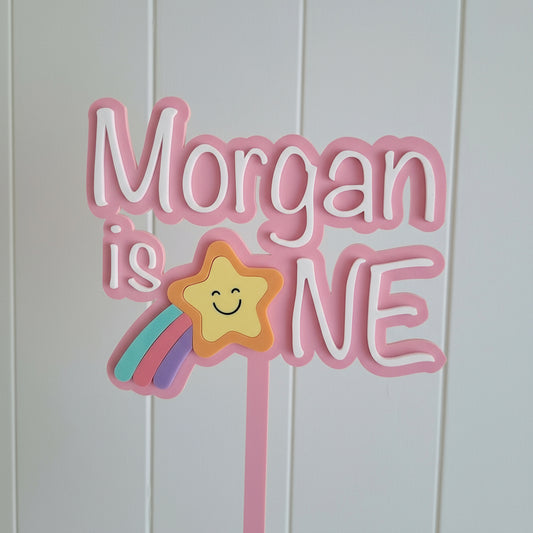 Cake Topper Double Layer - Shooting Star Theme - Lou James Creations