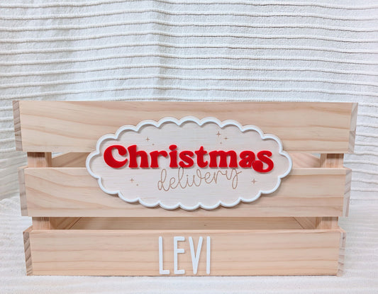 Christmas Delivery Scallop Crate - Interchangeable for Easter and Birthday - Lou James Creations