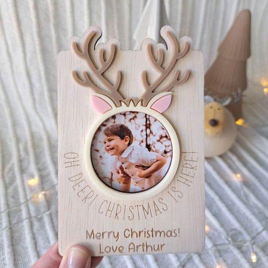 Christmas Photo Fridge Magnet - Reindeer - Lou James Creations