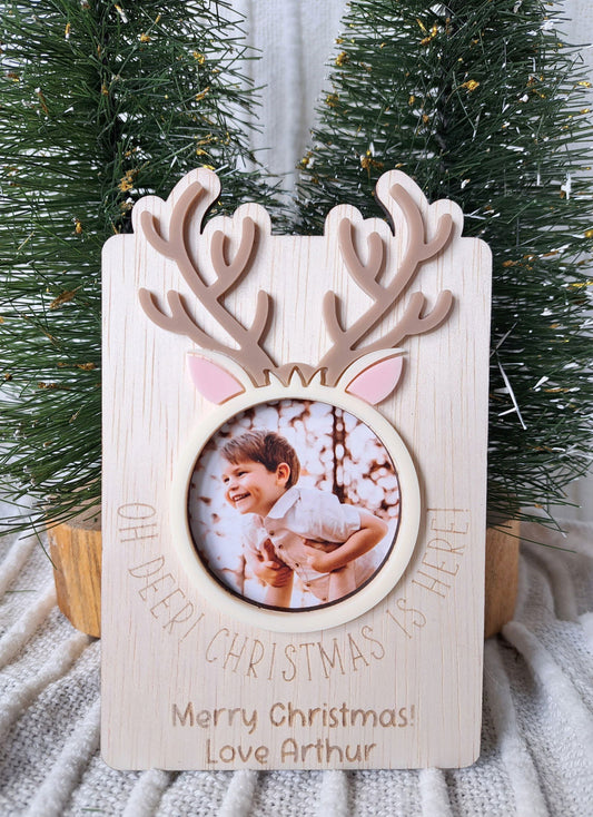 Christmas Photo Fridge Magnet - Reindeer - Lou James Creations