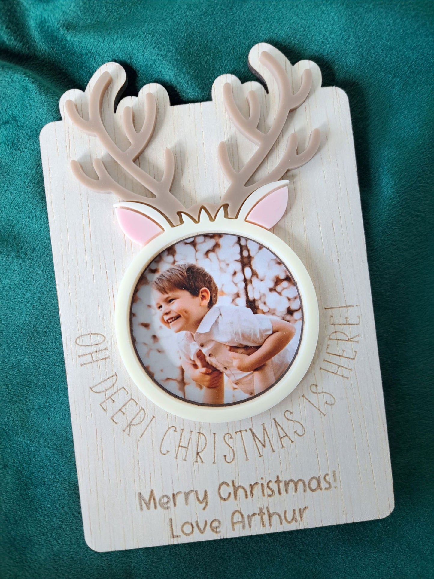 Christmas Photo Fridge Magnet - Reindeer - Lou James Creations