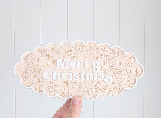 Christmas Scallop Merry Christmas Crate - Interchangeable for Easter and Birthday - Lou James Creations