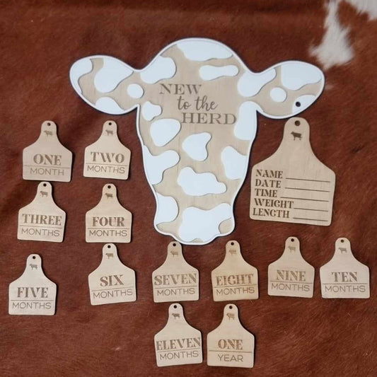 Cow Milestone Tags & Birth Announcement - Lou James Creations