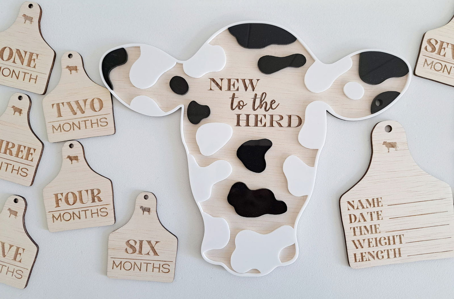Cow Milestone Tags & Birth Announcement - Lou James Creations