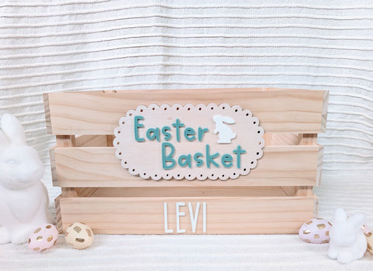 Easter Basket Crate - Interchangeable for Christmas and Birthday - Lou James Creations