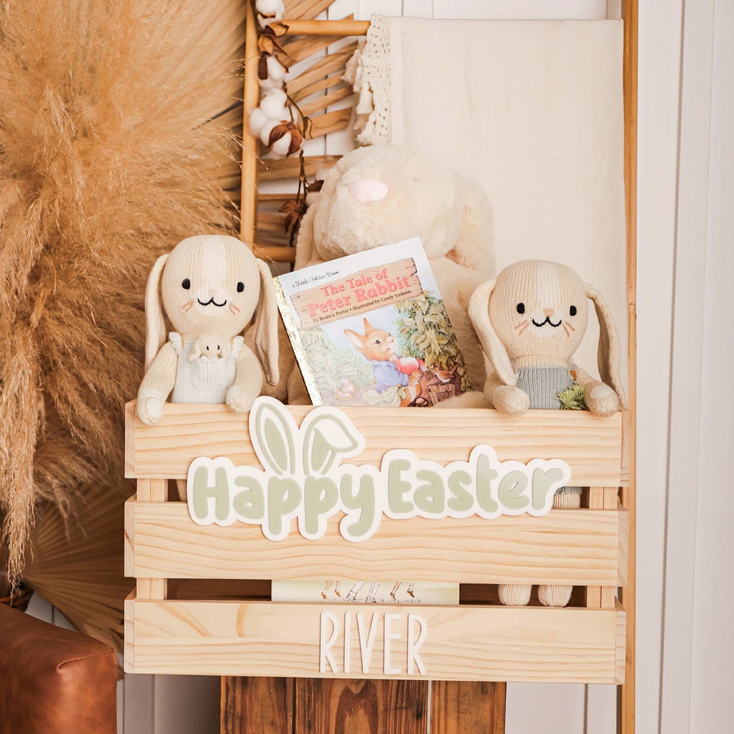 Easter Bunny Ear Crate - Interchangeable for Christmas and Birthday - Lou James Creations