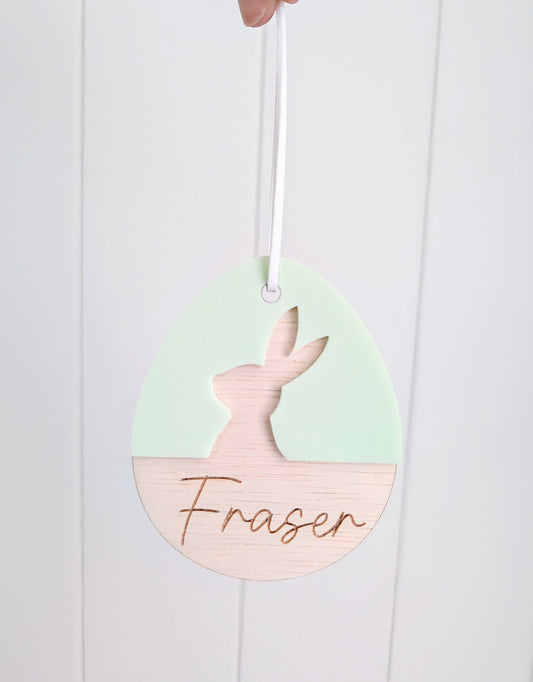 Easter Egg Bunny Silhouette Tag - Lou James Creations