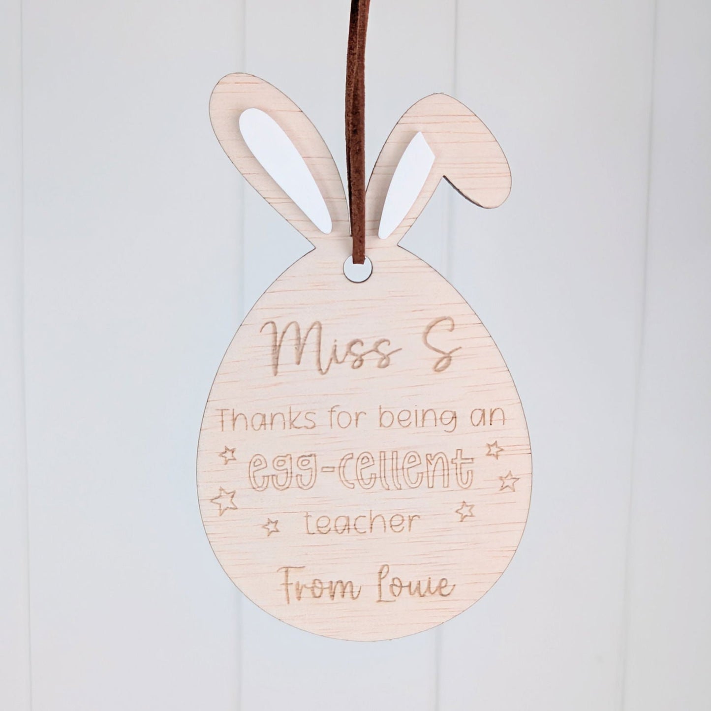 Easter Egg Teacher Wooden Tag - Lou James Creations