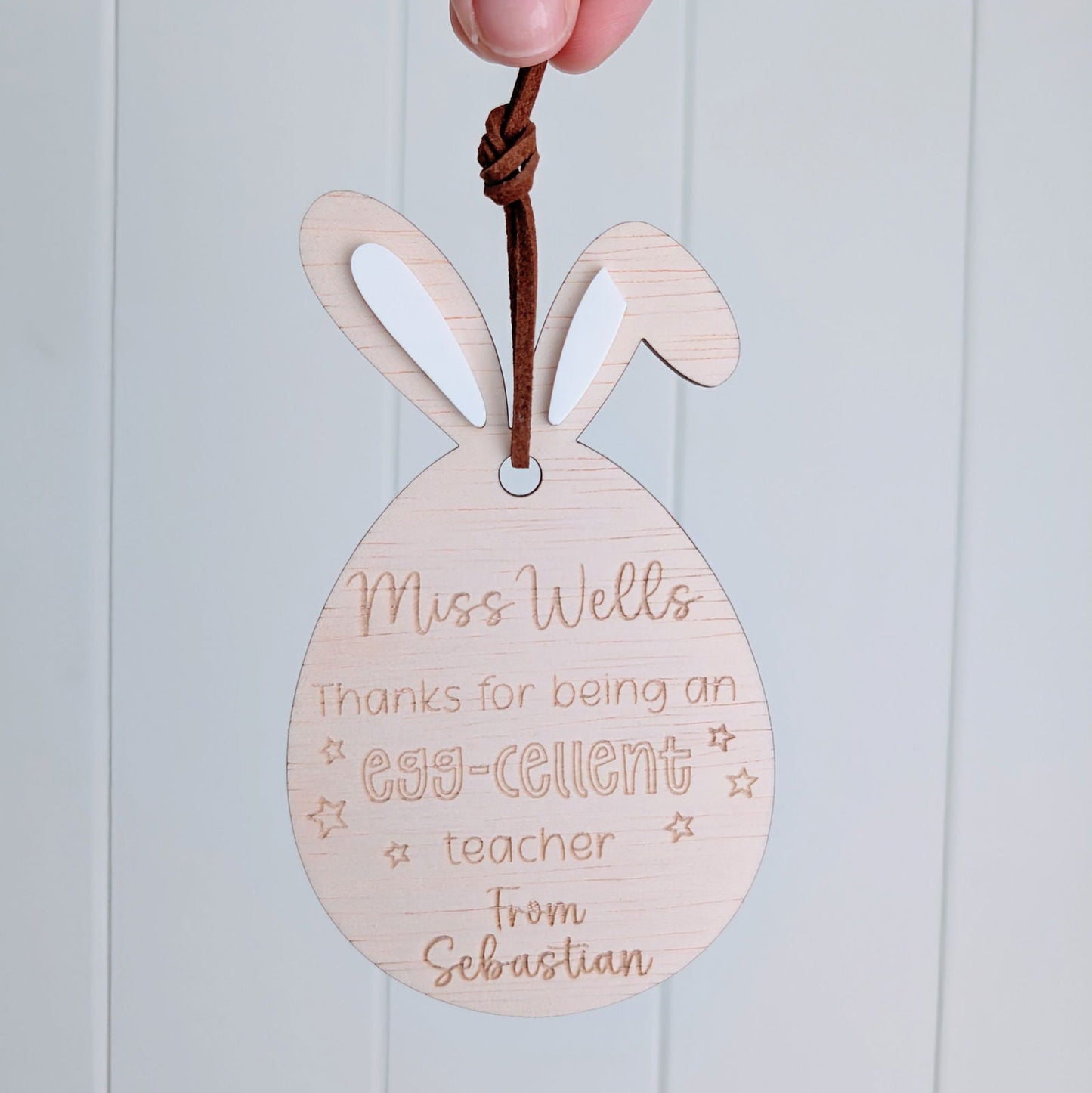 Easter Egg Teacher Wooden Tag - Lou James Creations