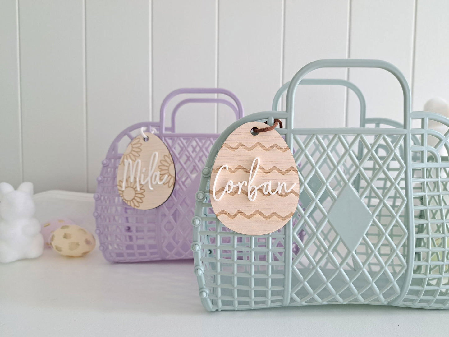 Easter Egg Zig Zag Wooden Tag - Lou James Creations