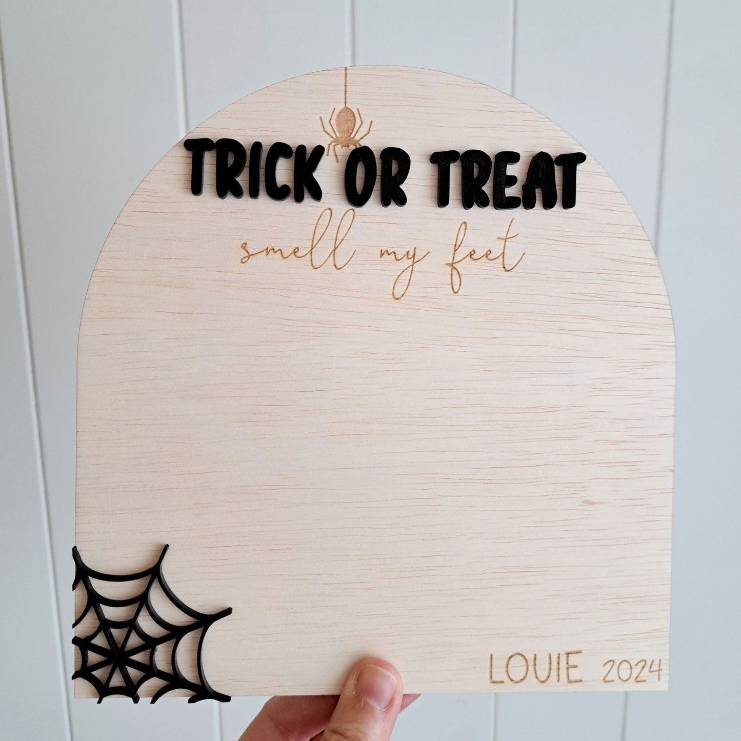 Halloween Trick or Treat Footprint Plaque - Lou James Creations