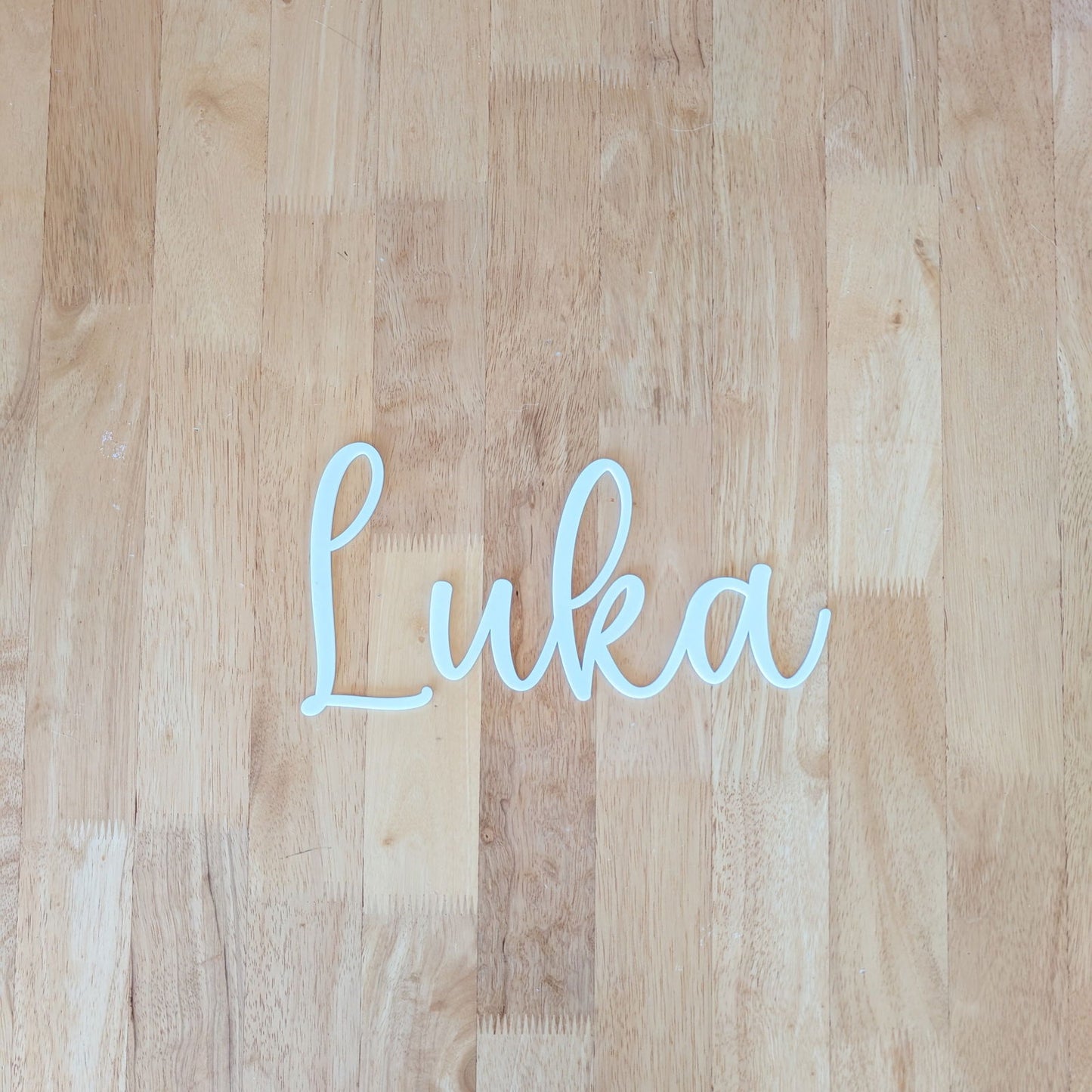 LUKA Single Layer White Name Plaque - Lou James Creations