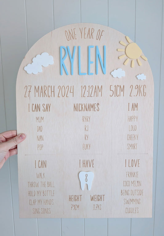Milestone Board - Sun and Cloud Theme - Lou James Creations