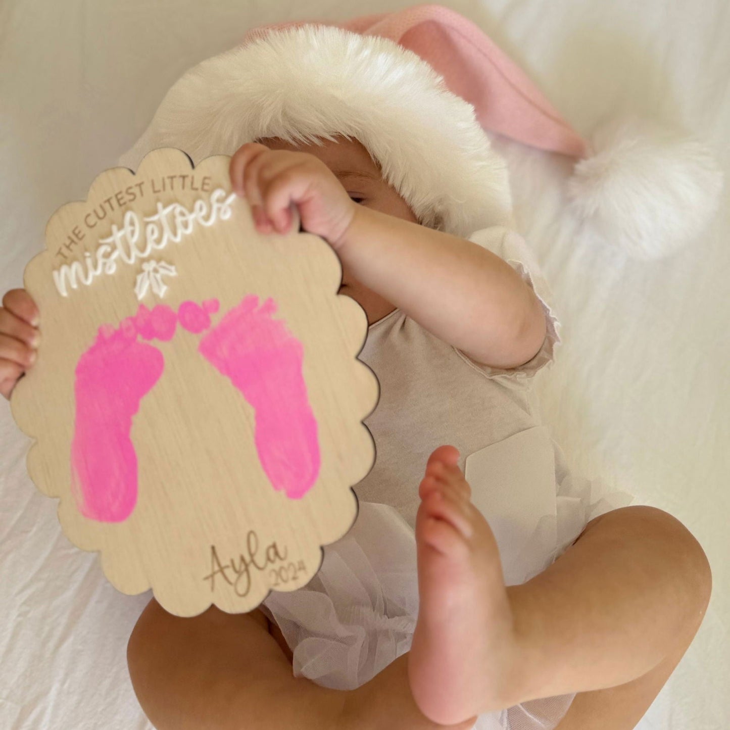 Mistletoes Footprint Plaque - Lou James Creations