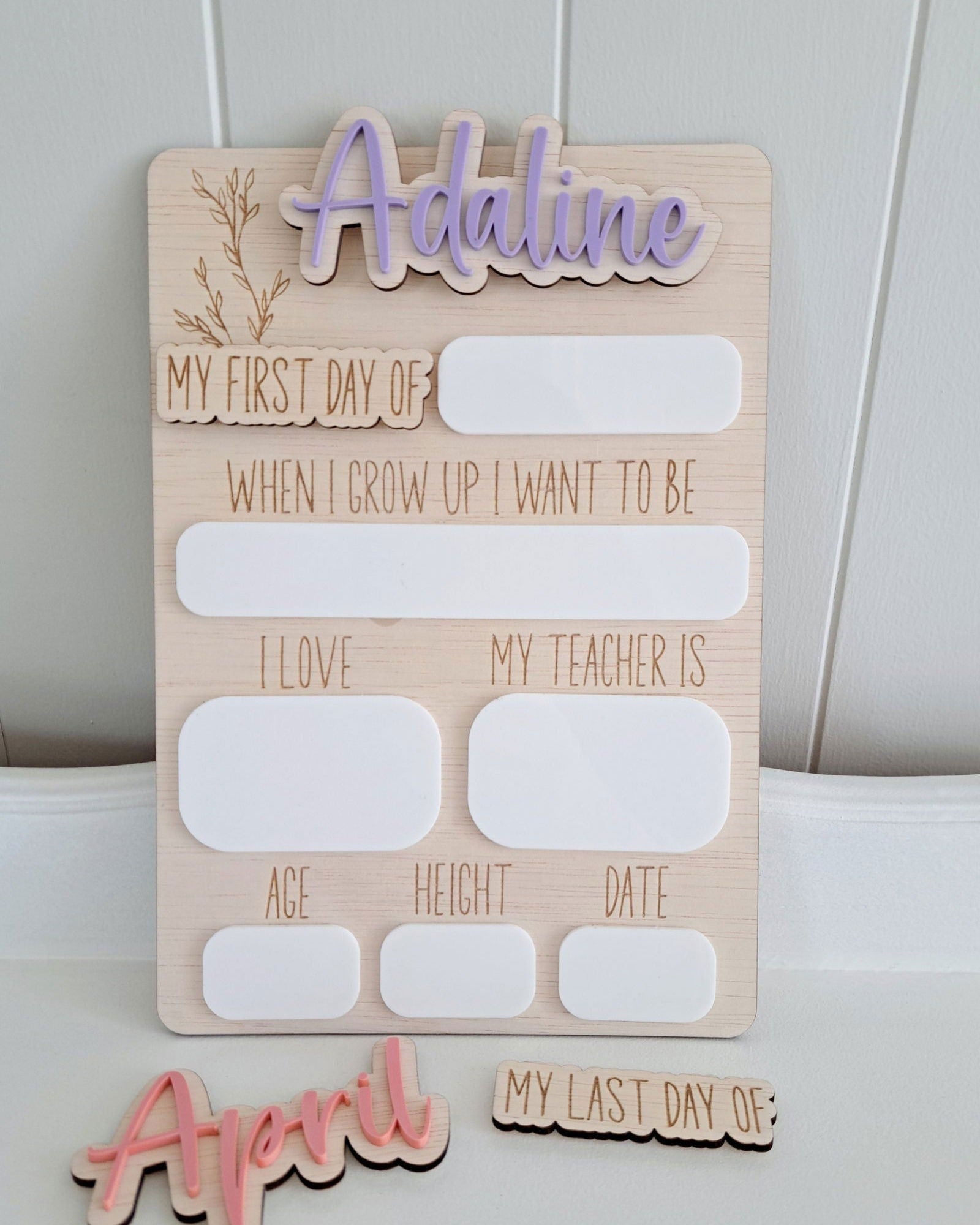 My First Day / My Last Day Board - Wood Interchangeable - Lou James Creations