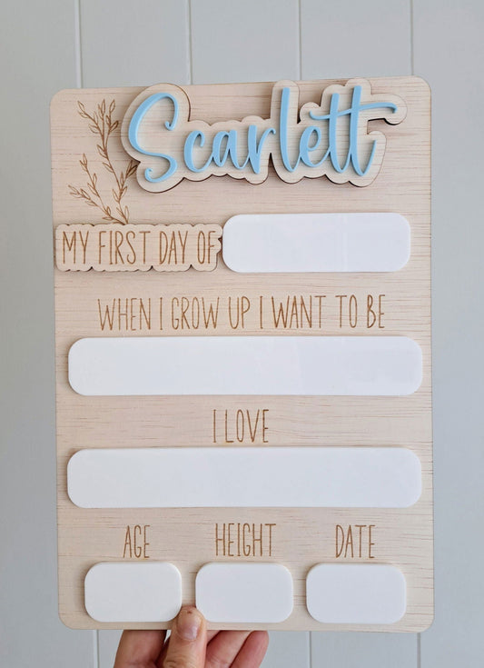 My First Day / My Last Day Board - Wood Interchangeable - Lou James Creations