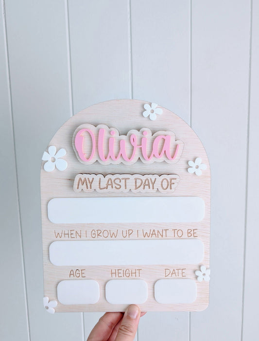 My First Day / My Last Day Personalised Wooden Arch - Daisy - Lou James Creations