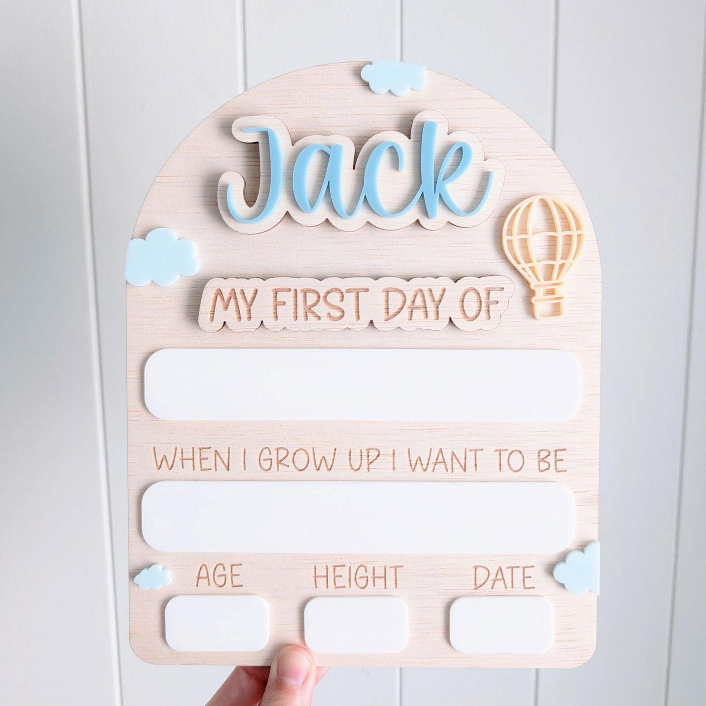 My First Day / My Last Day Personalised Wooden Arch - Hot Air Balloon - Lou James Creations