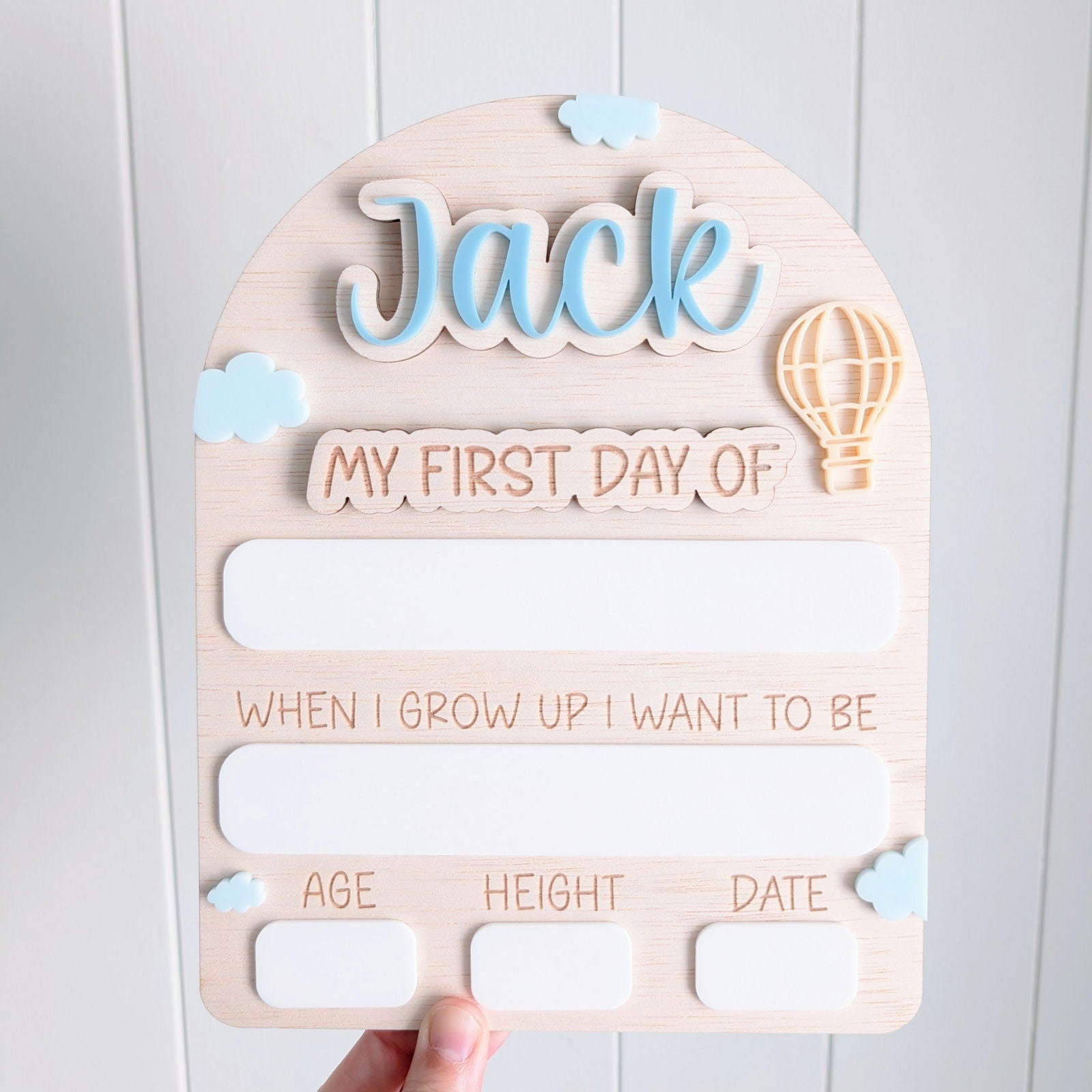 My First Day / My Last Day Personalised Wooden Arch - Hot Air Balloon - Lou James Creations