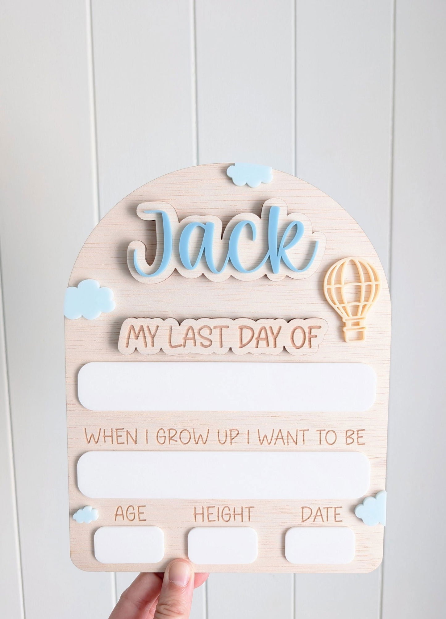 My First Day / My Last Day Personalised Wooden Arch - Hot Air Balloon - Lou James Creations