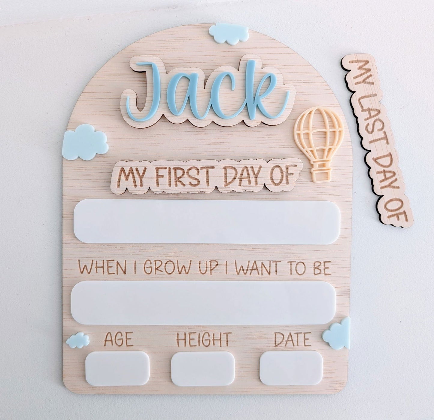 My First Day / My Last Day Personalised Wooden Arch - Hot Air Balloon - Lou James Creations