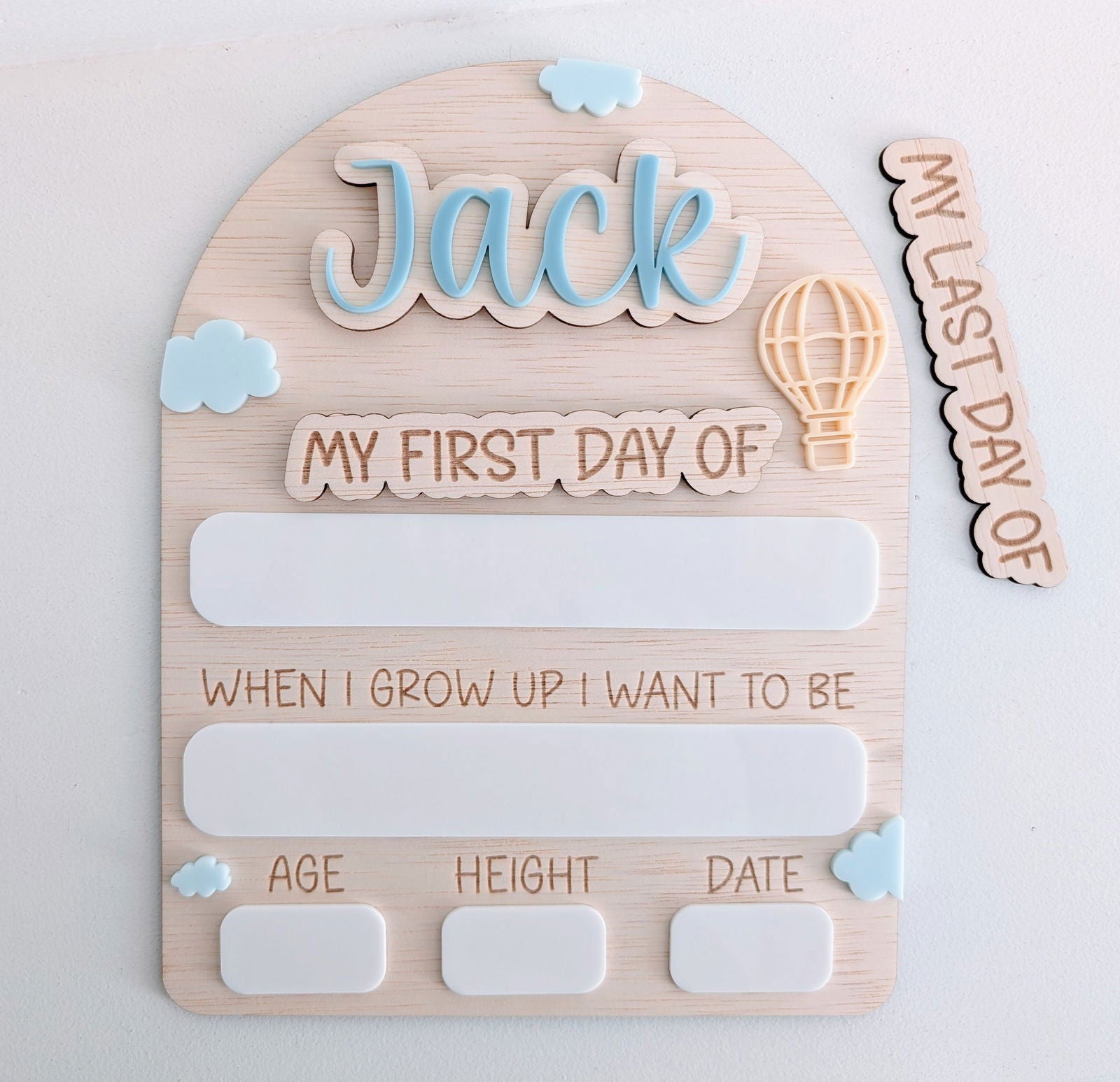 My First Day / My Last Day Personalised Wooden Arch - Hot Air Balloon - Lou James Creations