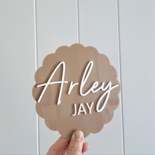 Name Announcement Scallop Plaque - Lou James Creations