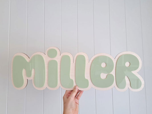 Name Plaque - Wood Backing - Lou James Creations