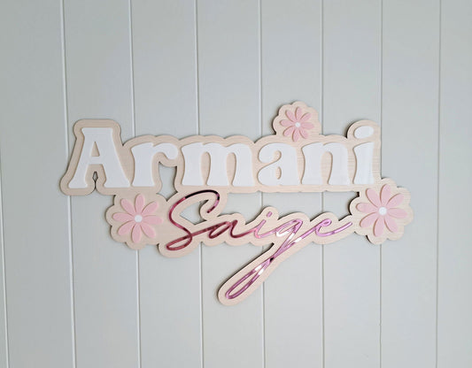 Name Plaque with Flowers - Lou James Creations