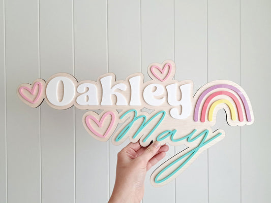 Name Plaque with Rainbow - Lou James Creations