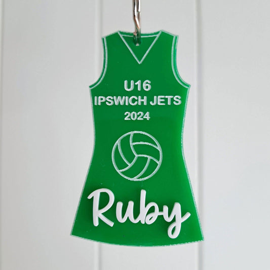Netball Dress Team Keyring - Lou James Creations