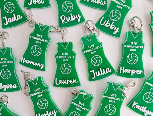 Netball Dress Team Keyring - Lou James Creations
